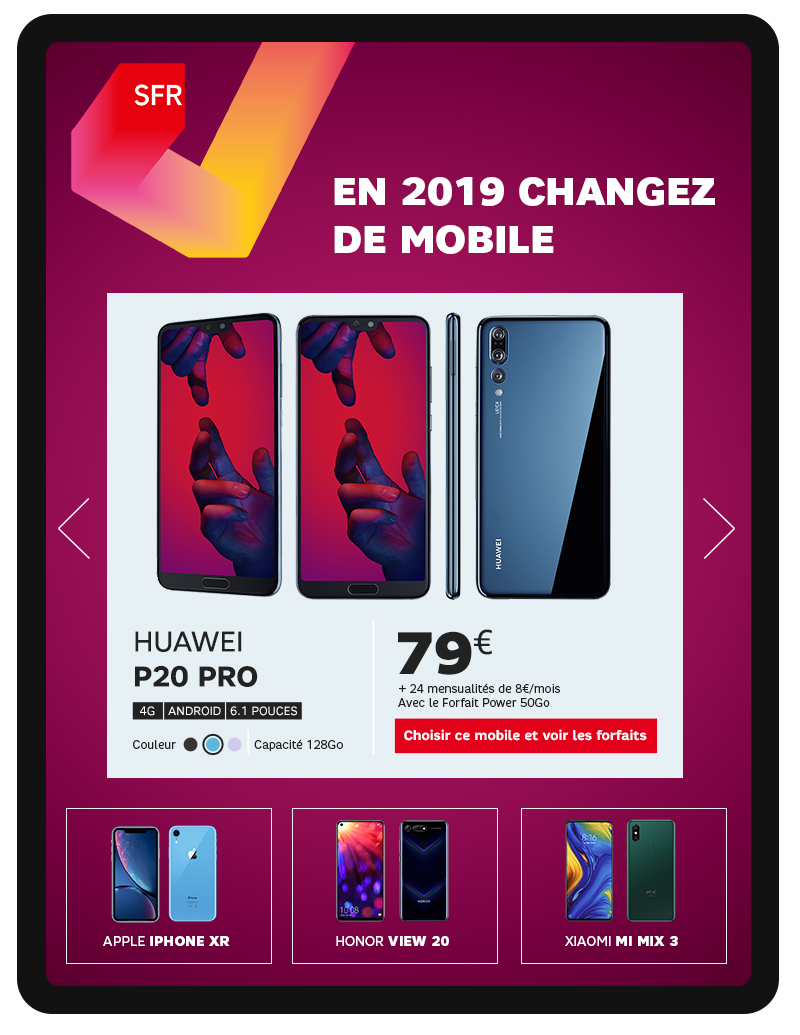 exemple carrousel email SFR smartphones